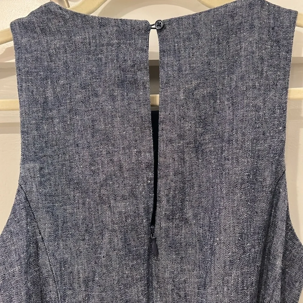 Banana Republic Chambray Blue Linen Blend Tie Waist Jumpsuit